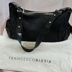Francisco Biasia 🖤 Black Nylon and Leather Shoulder Bag